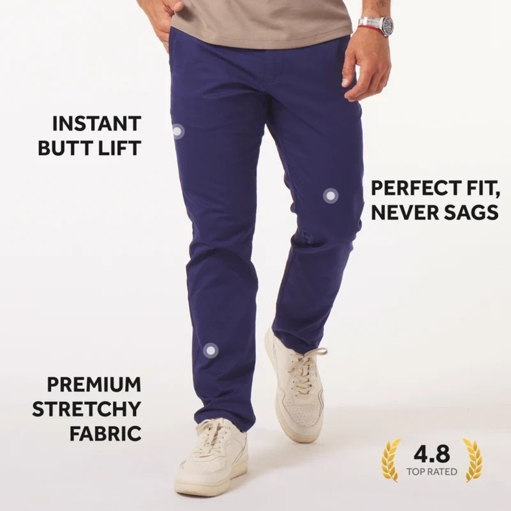 Perk Chino Pants Men's 36 x 32 Riverside Blue Slim Tapered Fit + Stretch Twill